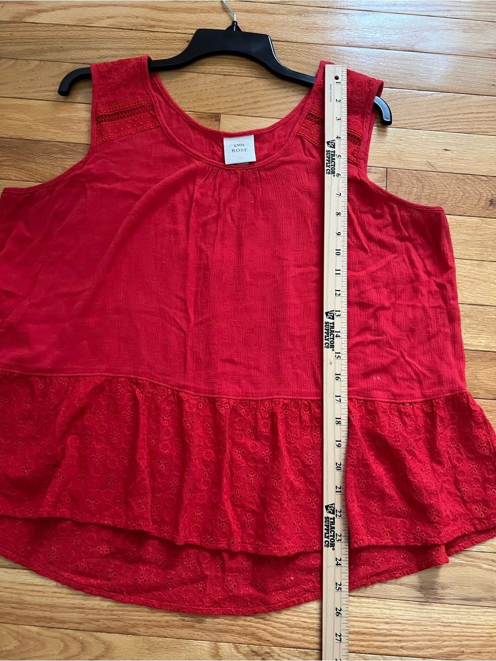 Knox Rose Red Sleeveless Eyelet Peplum Top